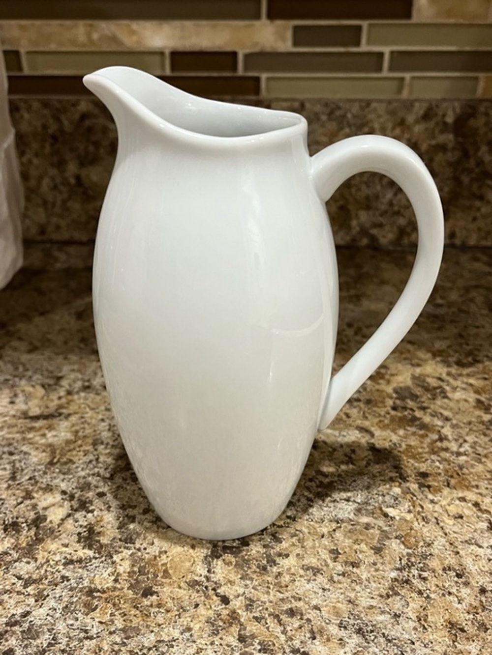 White Ceramic Pitcher - Simple Elegant Serving Jug / Vase 6.25”